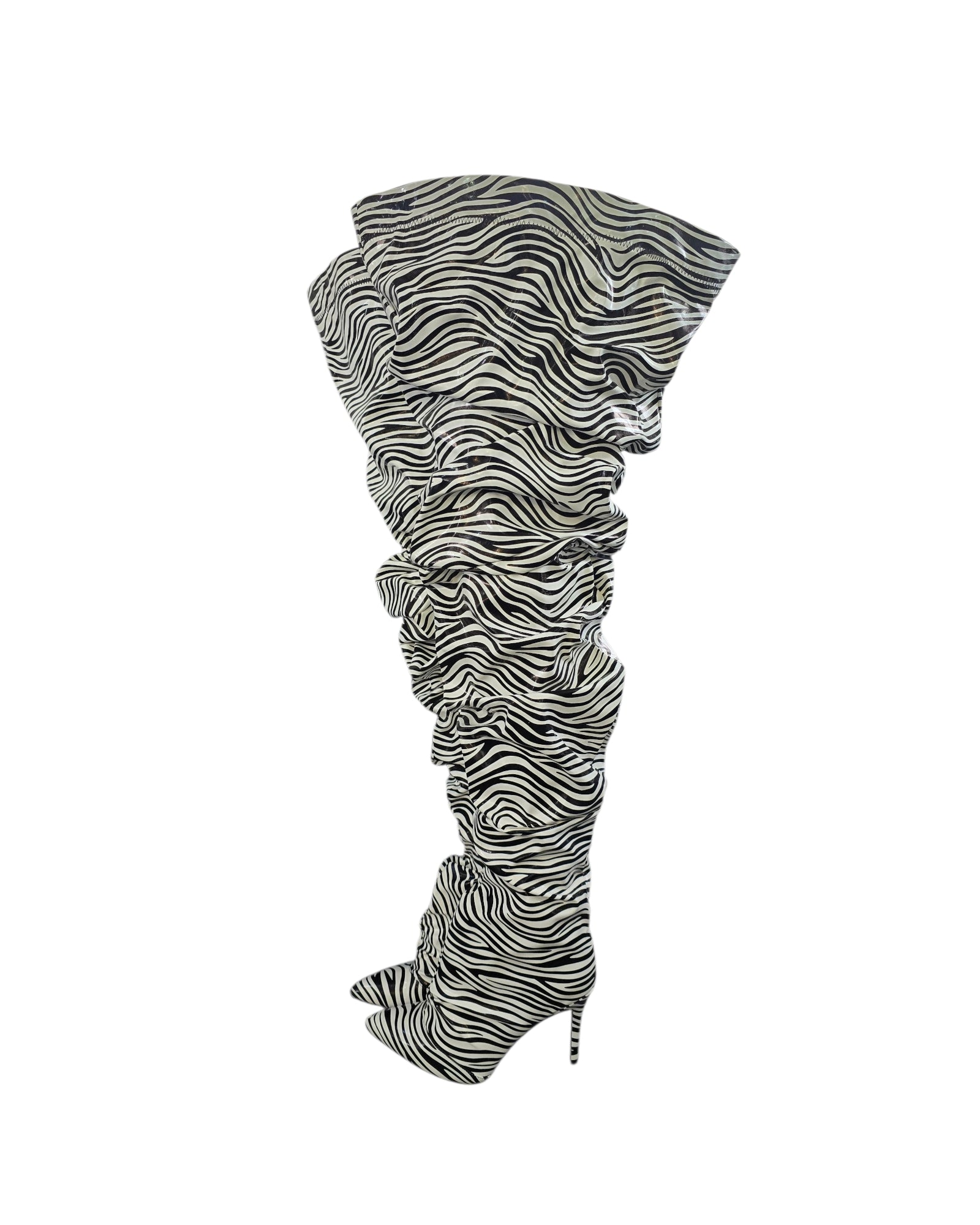 Zebra Thigh High Slouch Boots.