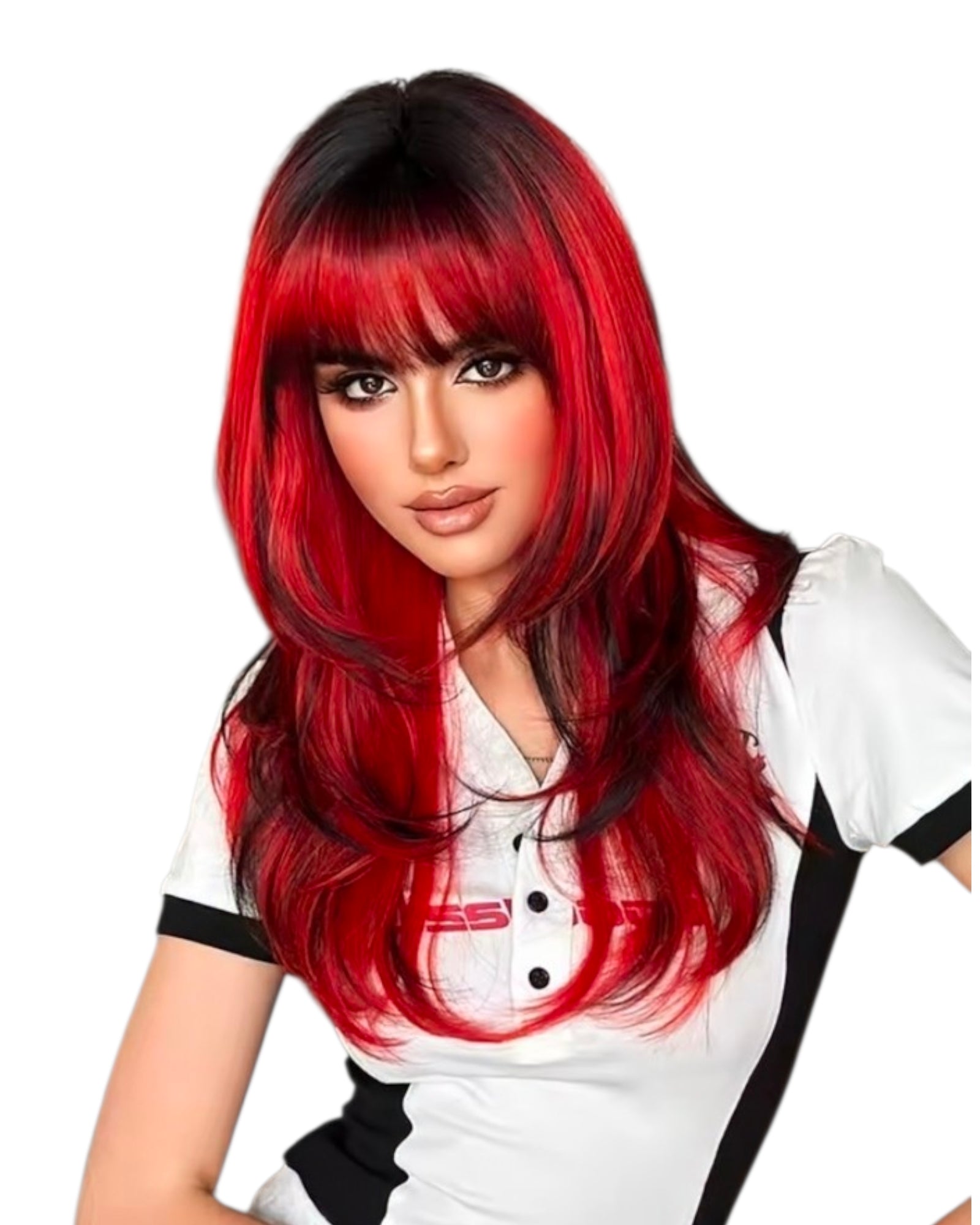 Red Black Ombre Wig. Astra