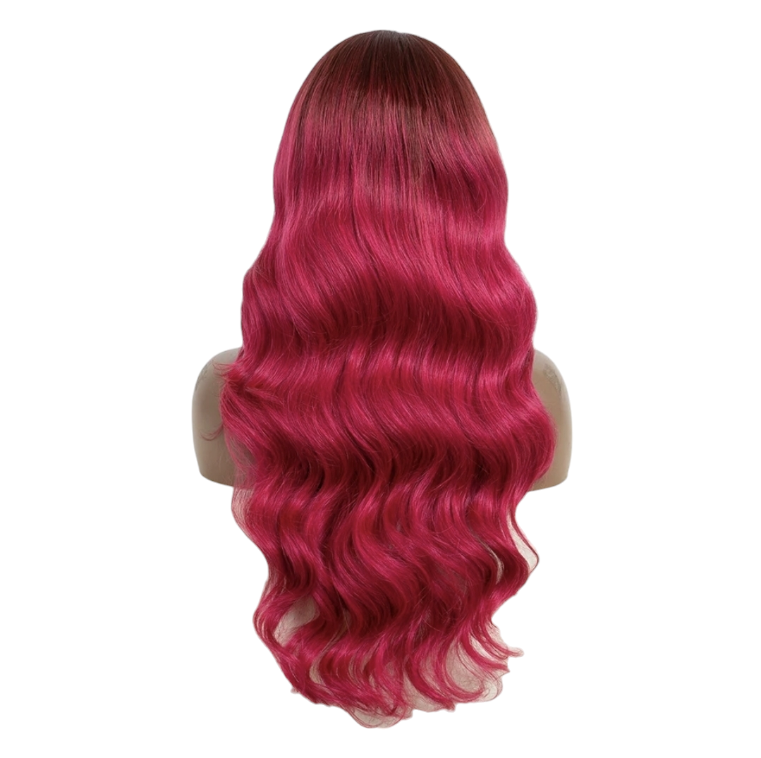 Red Side Part Lace Front Wig. Rosa.