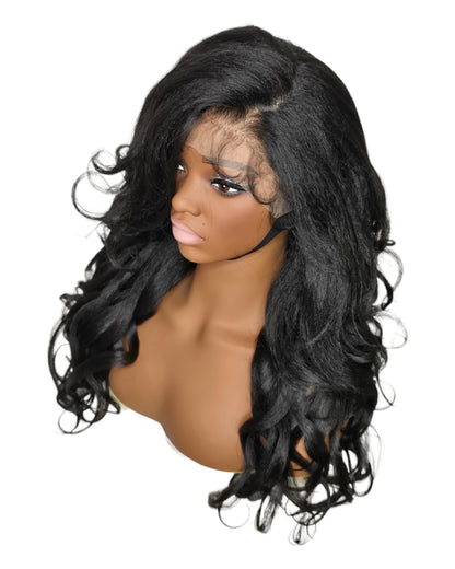 Black Curly Lace Front Wig. Bisha