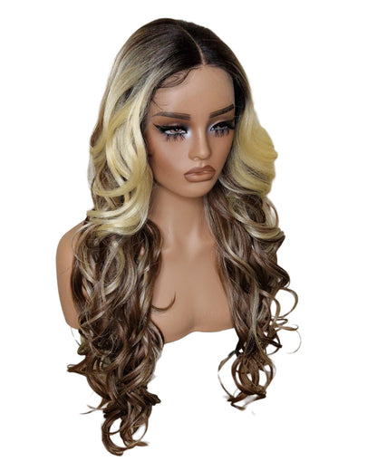 Brown Blonde Wavy Lace Front Wig. Echo