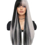 Grey Black Block Colour Straight Wig. Jossie.