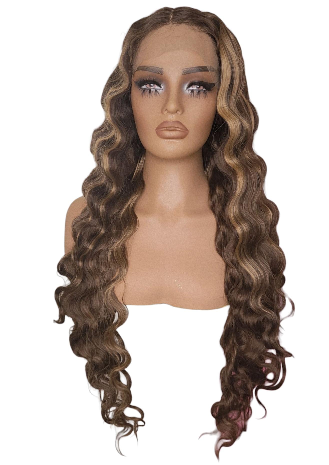 Wavy Blonde Brown Lace Front Wig. JJ
