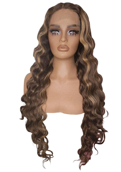 Wavy Blonde Brown Lace Front Wig. JJ