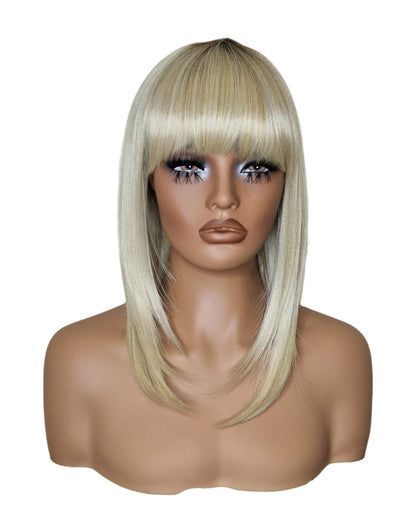 Platinum Blonde Asymmetric Bob Wig. Alix