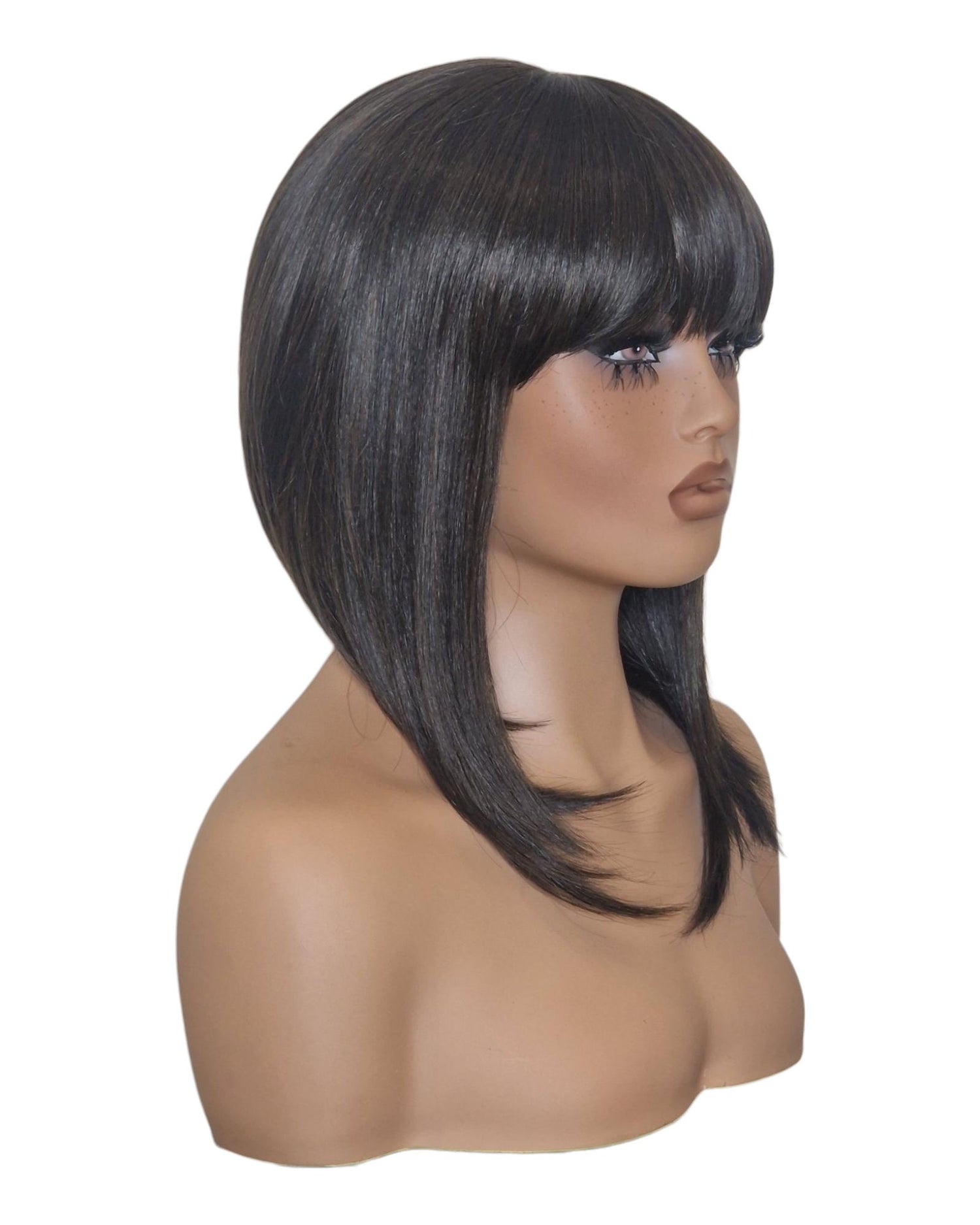 Dark Brown Asymmetric Bob Wig. Alix