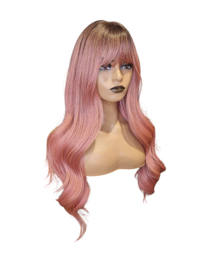 Pastel Pink Long Wavy Wig. Sakura-CelebWigs