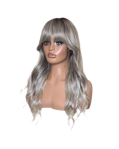 Silver Ash Blonde Long Wavy Wig. Abigail