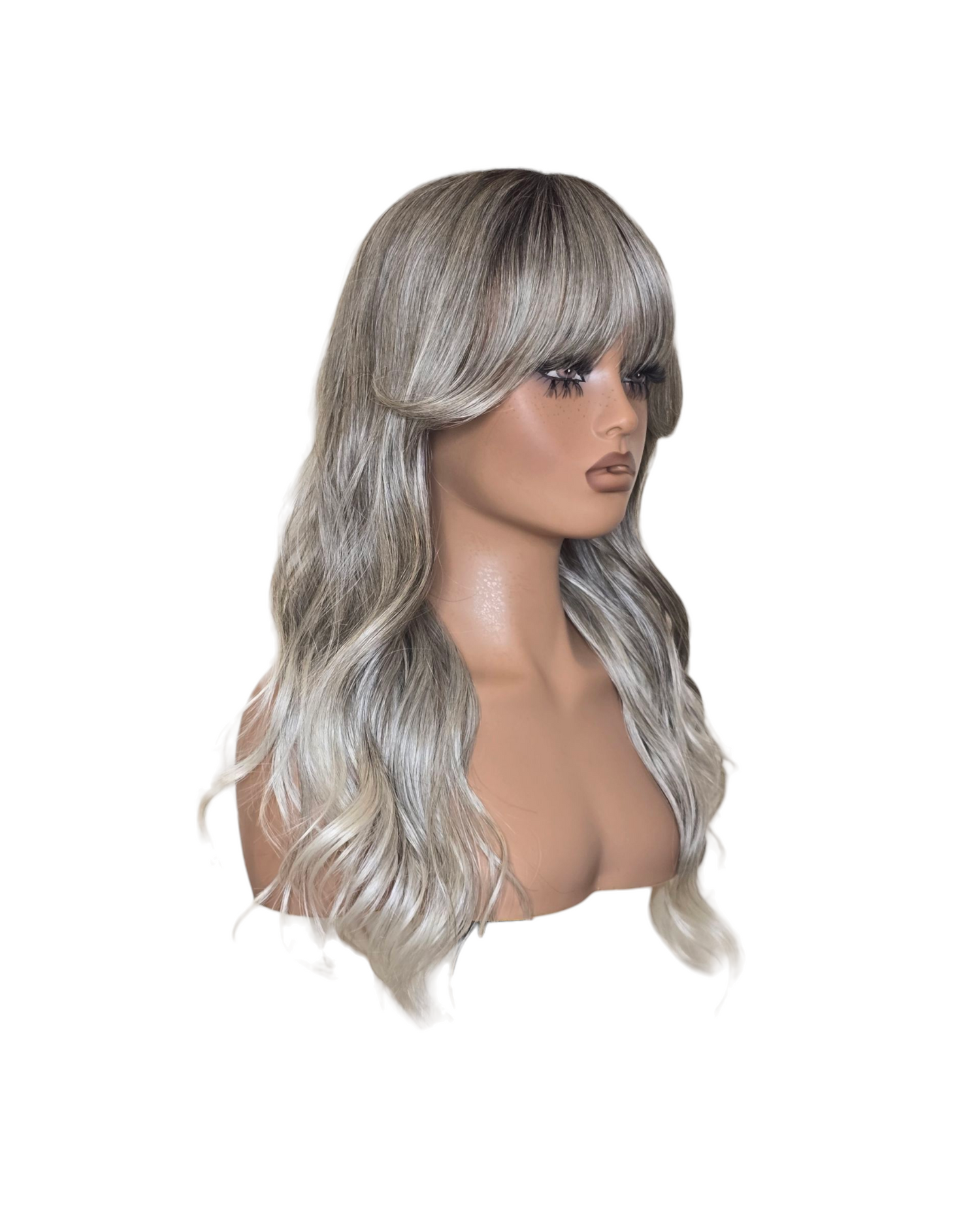 Silver Ash Blonde Long Wavy Wig. Abigail