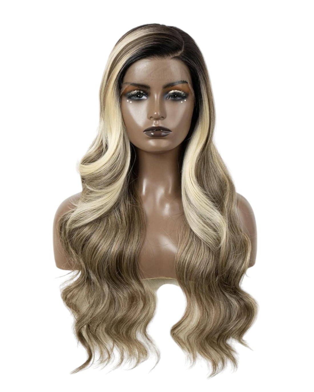 Streaked Blonde Side Part Lace Wig . Zina