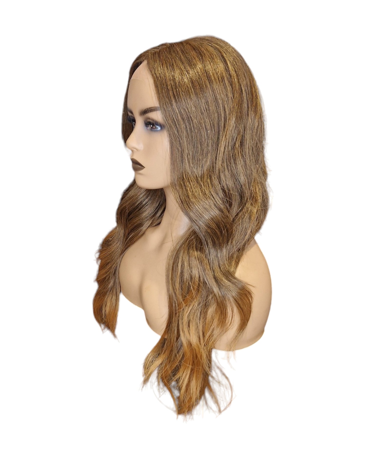 Brown Caramel Wavy Lace Front Middle Part Wig Tamsin-CelebWigs