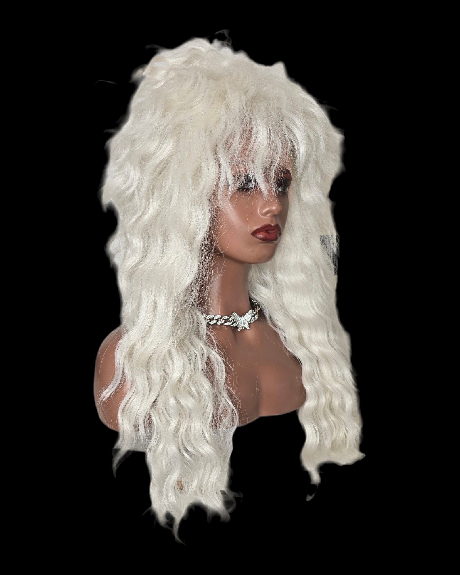 white blonde shag drag queen lace front wig