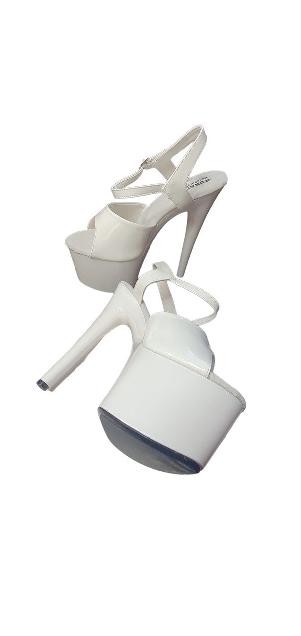 Blanca White Patent Platform Drag Pole Shoes