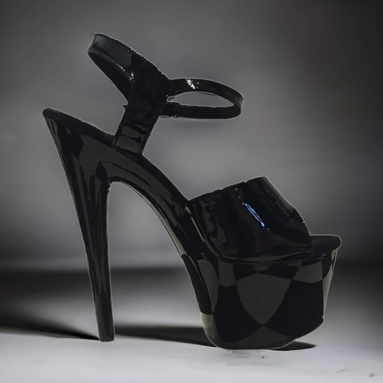 Black Patent Platform Stiletto Drag Pole Shoe