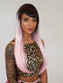 Pastel Pink Long Straight Xtina Wig . V Fringe. Dark Roots.-CelebWigs