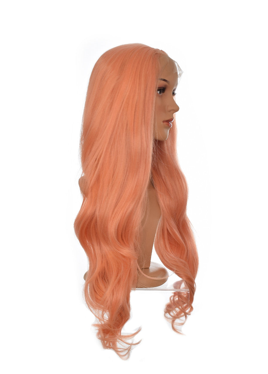 Pastel Apricot Pink Lace Front Wig. 