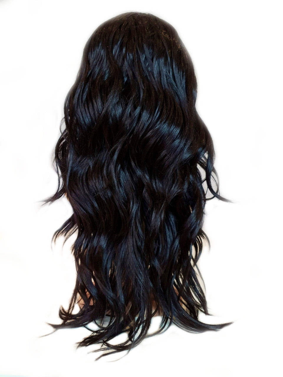 Black Lace Front long wavy texture wig.