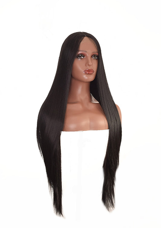 Black Godiva XL Lace Front Wig. 30 Inch Silky Straight. Vamp