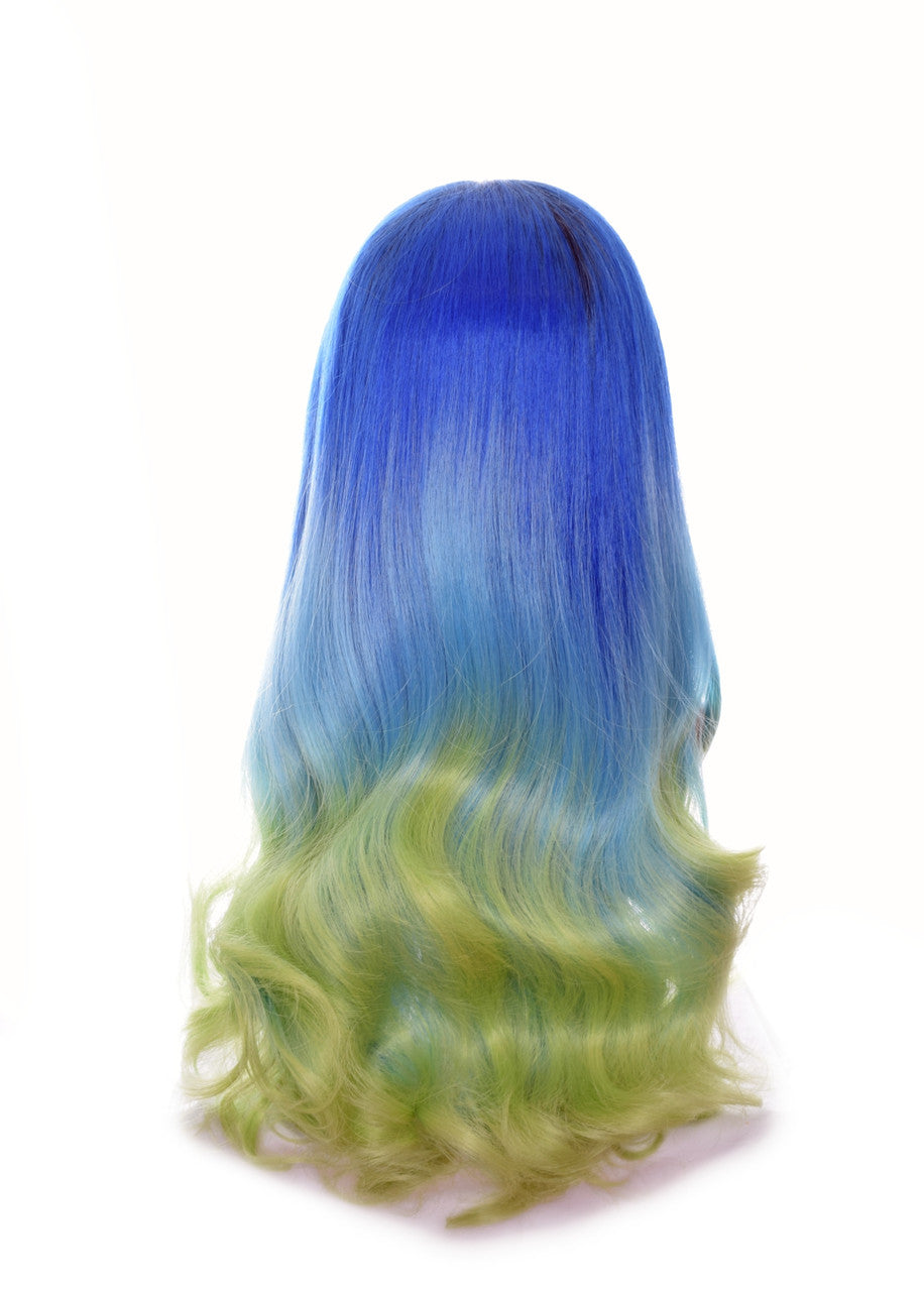 Aqu  Blue Green Ombre Lace Front Wig