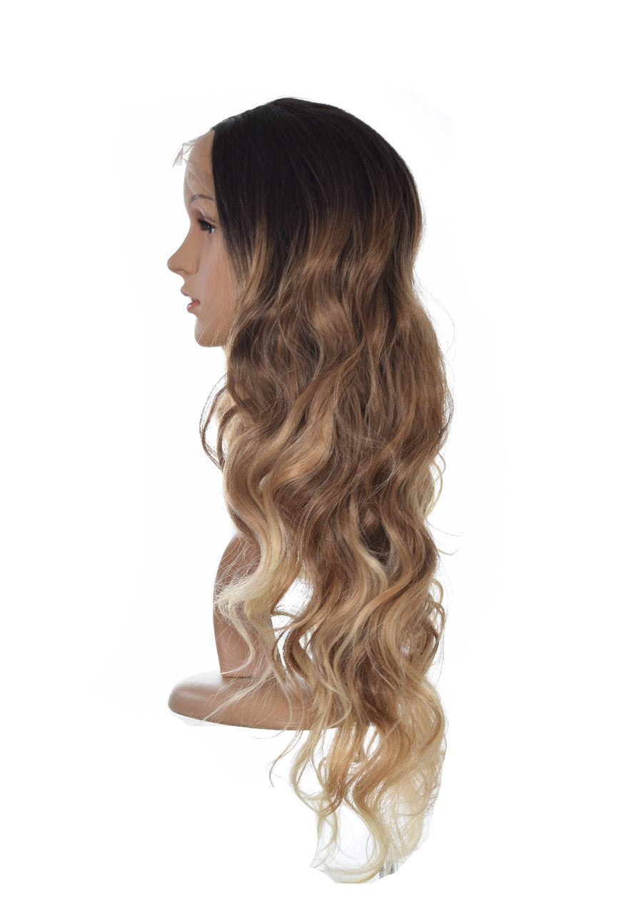 Blonde Brown Ombre Curly Lace Front Wig. SarahJ 