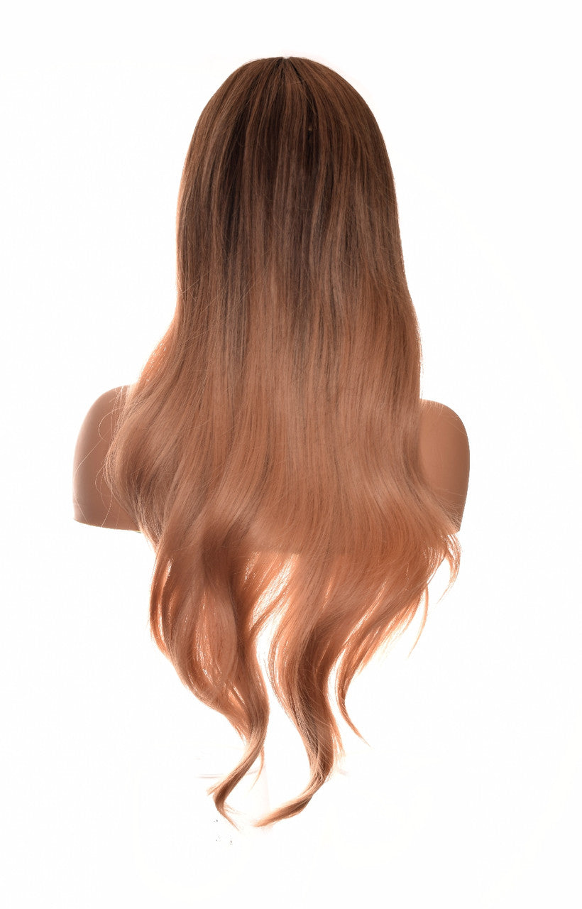 Caramel Long Ombre Wig. Bangs Fringe Krystal Wig