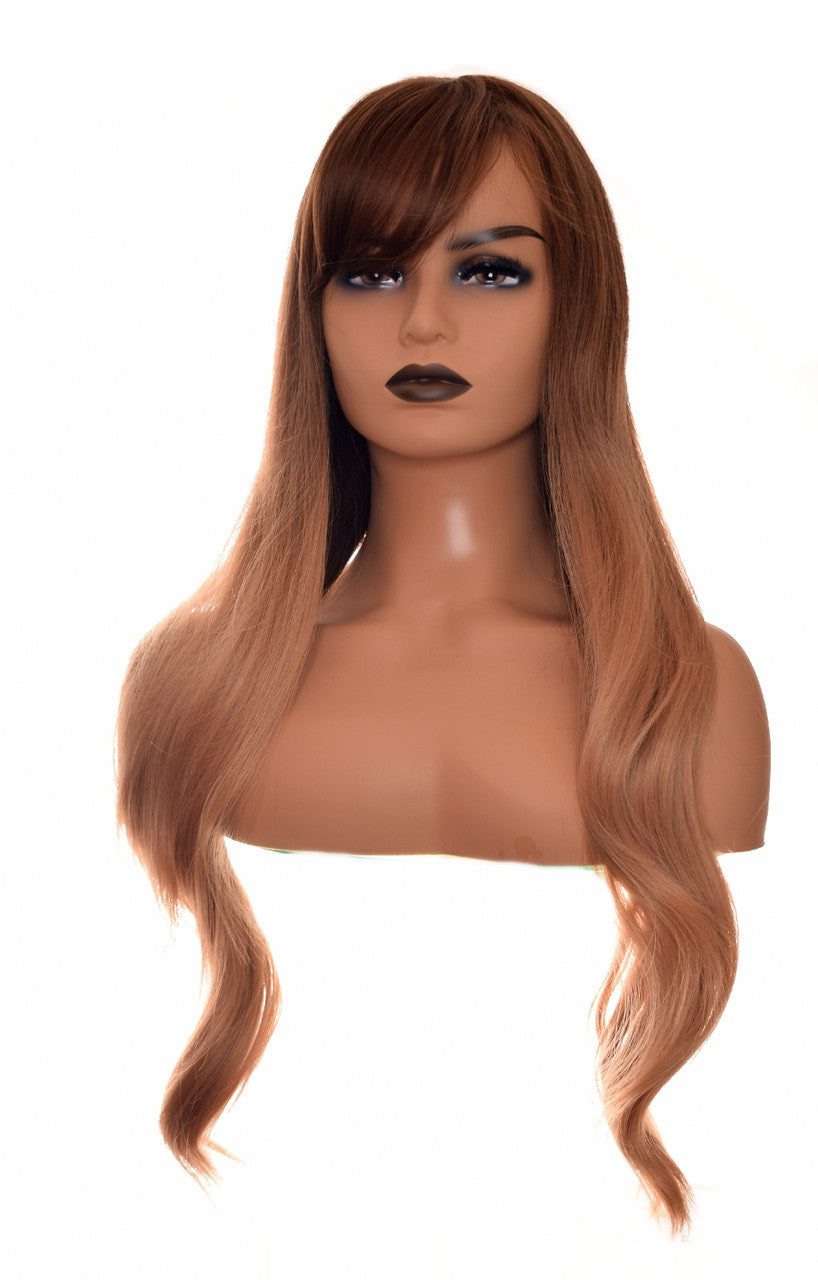 Caramel Long Ombre Wig. Bangs Fringe Krystal Wig