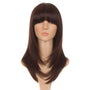 Face Framing Feather Cut Long Bob Wig. Dark Brown
