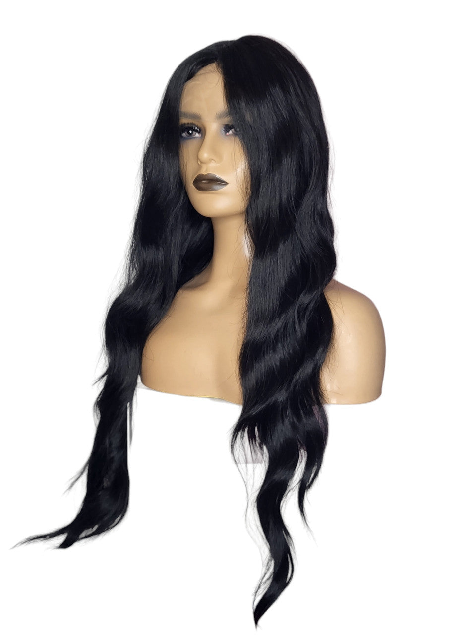 Long Black Wavy T Part Lace Front Wig. Lamissa