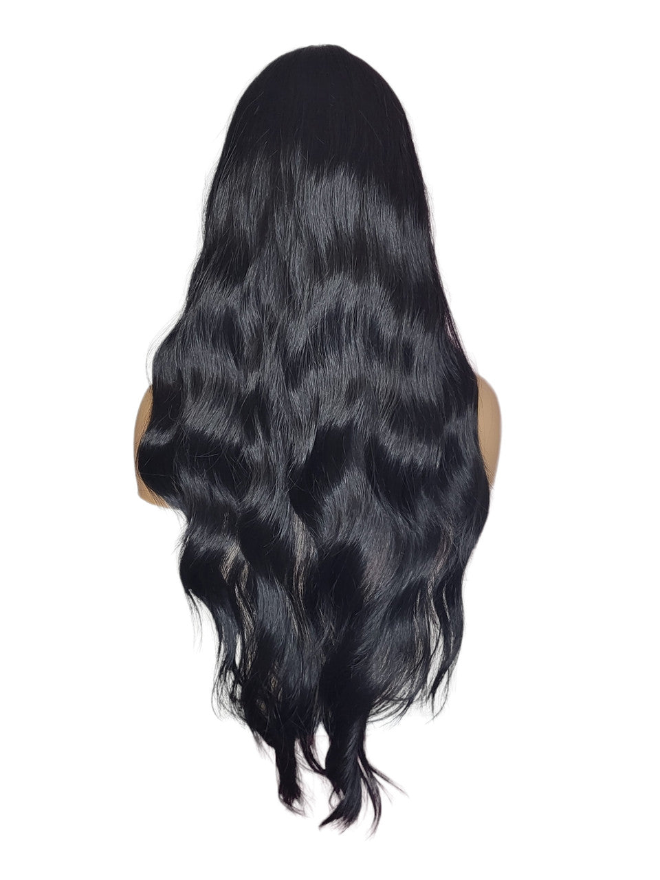 Long 28 inch Wavy Black T Part Lace Front Wig. Lamissa-CelebWigs