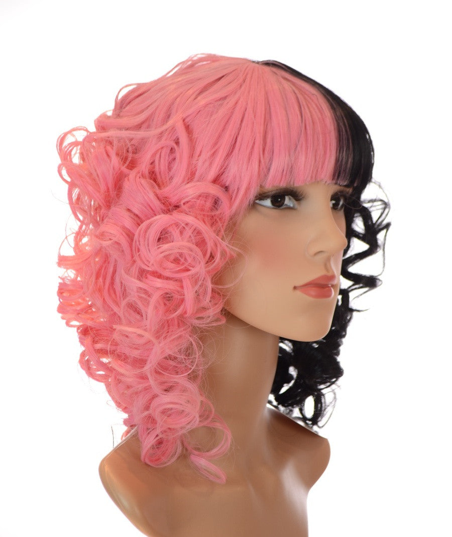 Pink Black Split Shade Mel Wig
