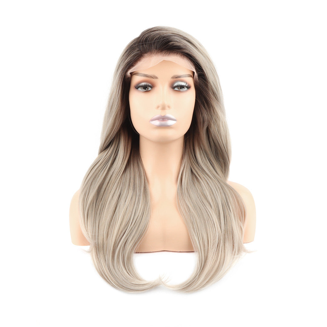 Long Layered Rooted Ash Blonde Dune Lace Front Wig