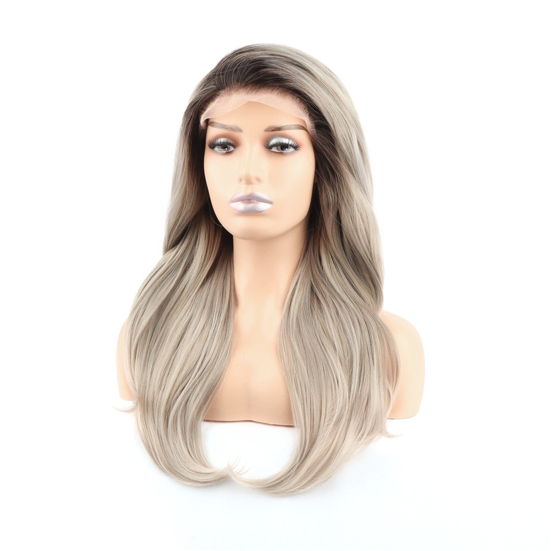 Long Straight Rooted Ash Blonde Dune Lace Front Wig