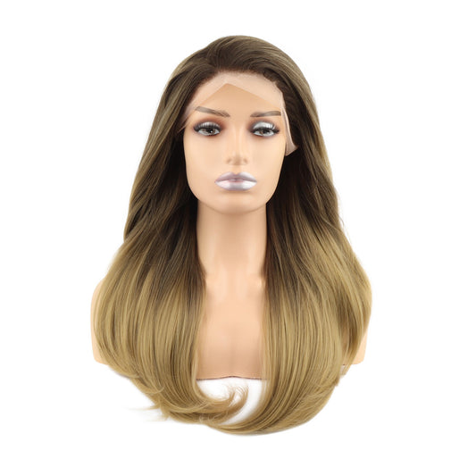 Long Straight Brown Blonde Ombe Miza Lace Front Wig