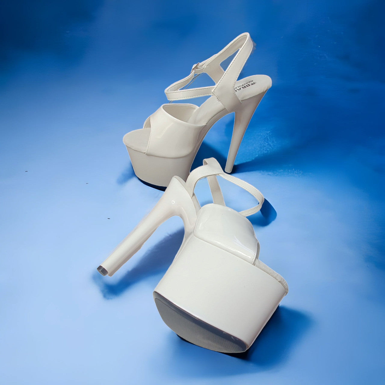 Blanca White Patent Platform Stiletto Drag Pole Shoes