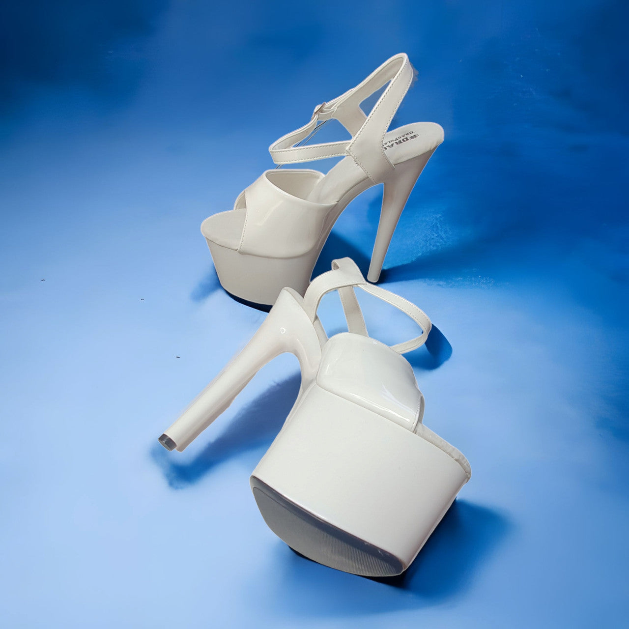 Blanca White Patent Platform Stiletto Sandals-CelebWigs