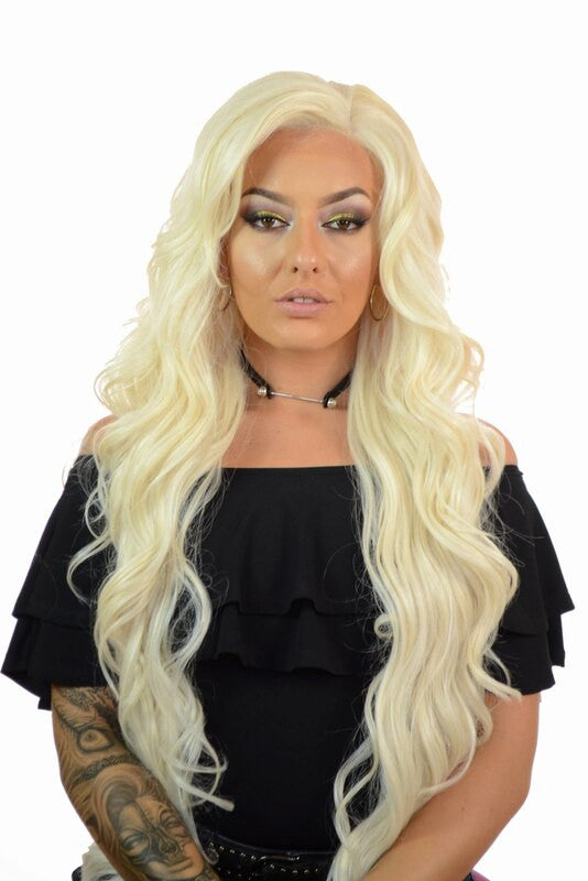 Extra Long Platinum Blonde Wavy Jasmine Lace Front Wig