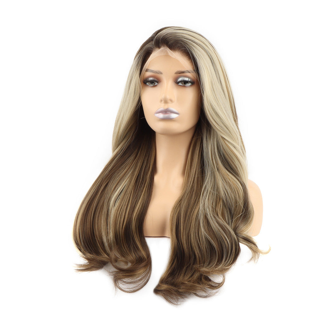 Long Wavy Chocolate Blonde Lace Front Wig. June