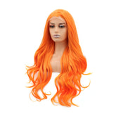 Flame Orange Long Wavy Lace Front Wig. Phoenix-CelebWigs