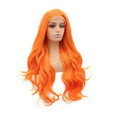 Flame Orange Long Wavy Lace Front Wig. Phoenix-CelebWigs