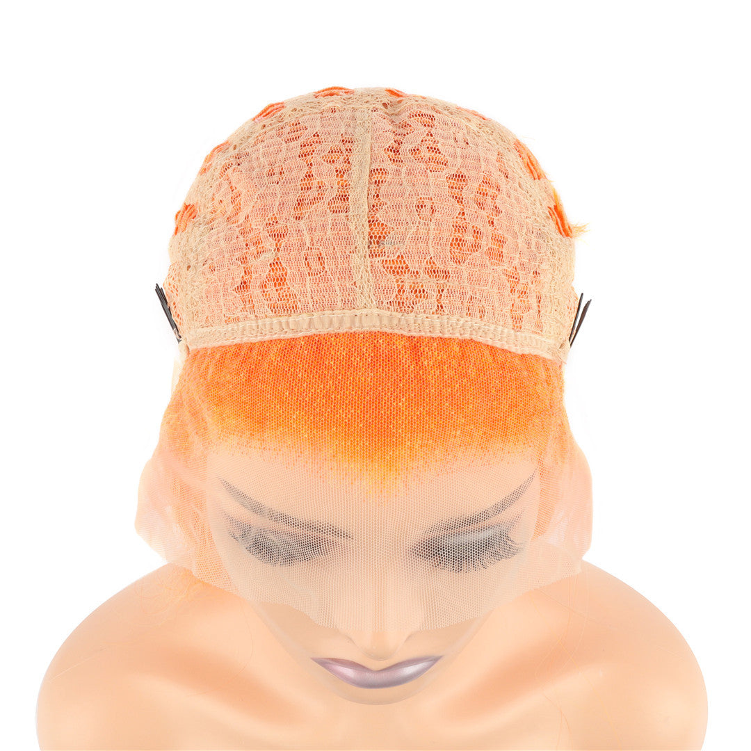 Flame Orange Long Wavy Lace Front Wig. Phoenix-CelebWigs