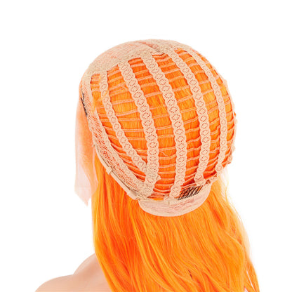 Flame Orange Long Wavy Lace Front Wig. Phoenix-CelebWigs