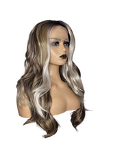 Long Wavy Multi Tonal Silver Blonde Lace Front Wig. Silvie-CelebWigs