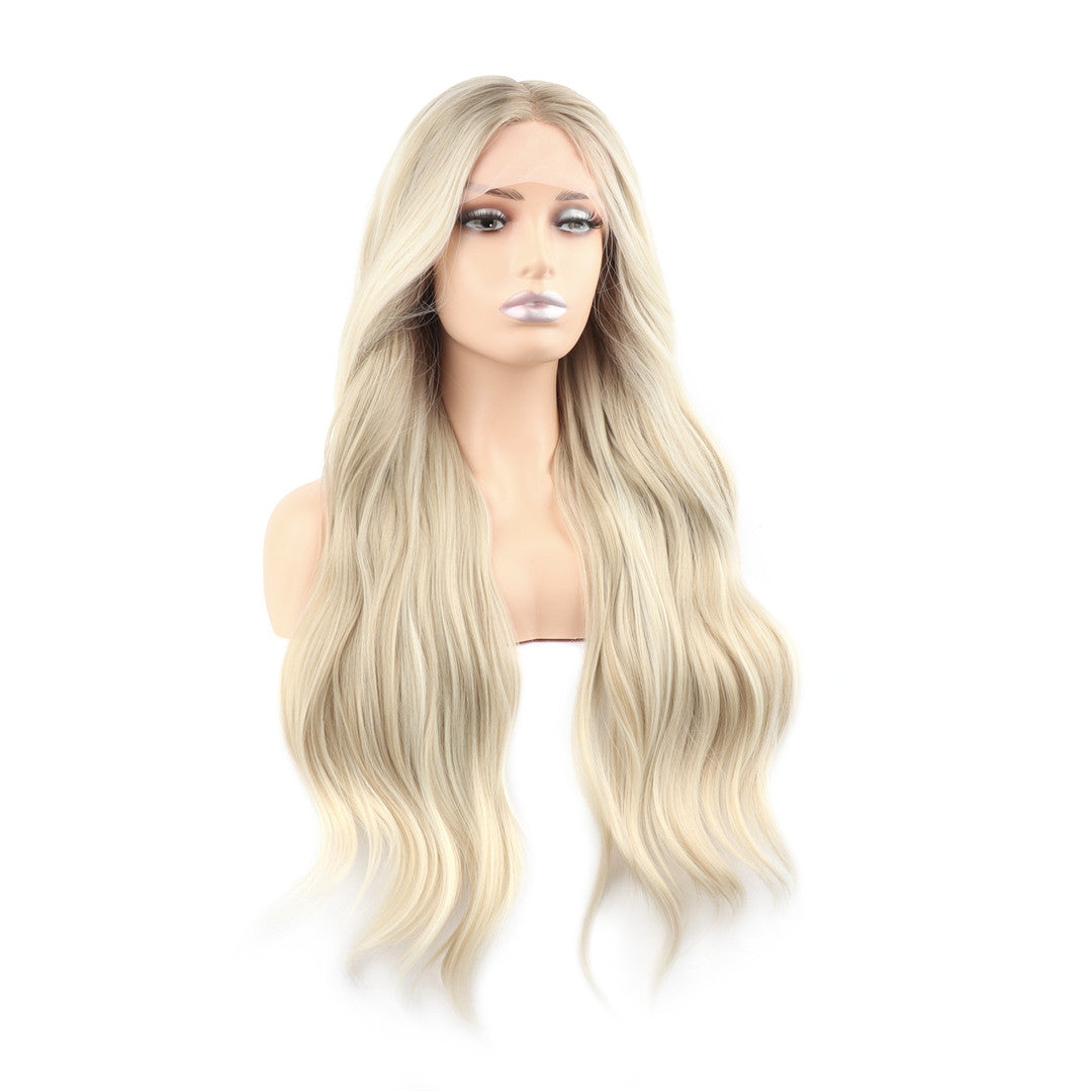 Long Natural Wave Ash Blonde T Part Lace Front Wig. Starr
