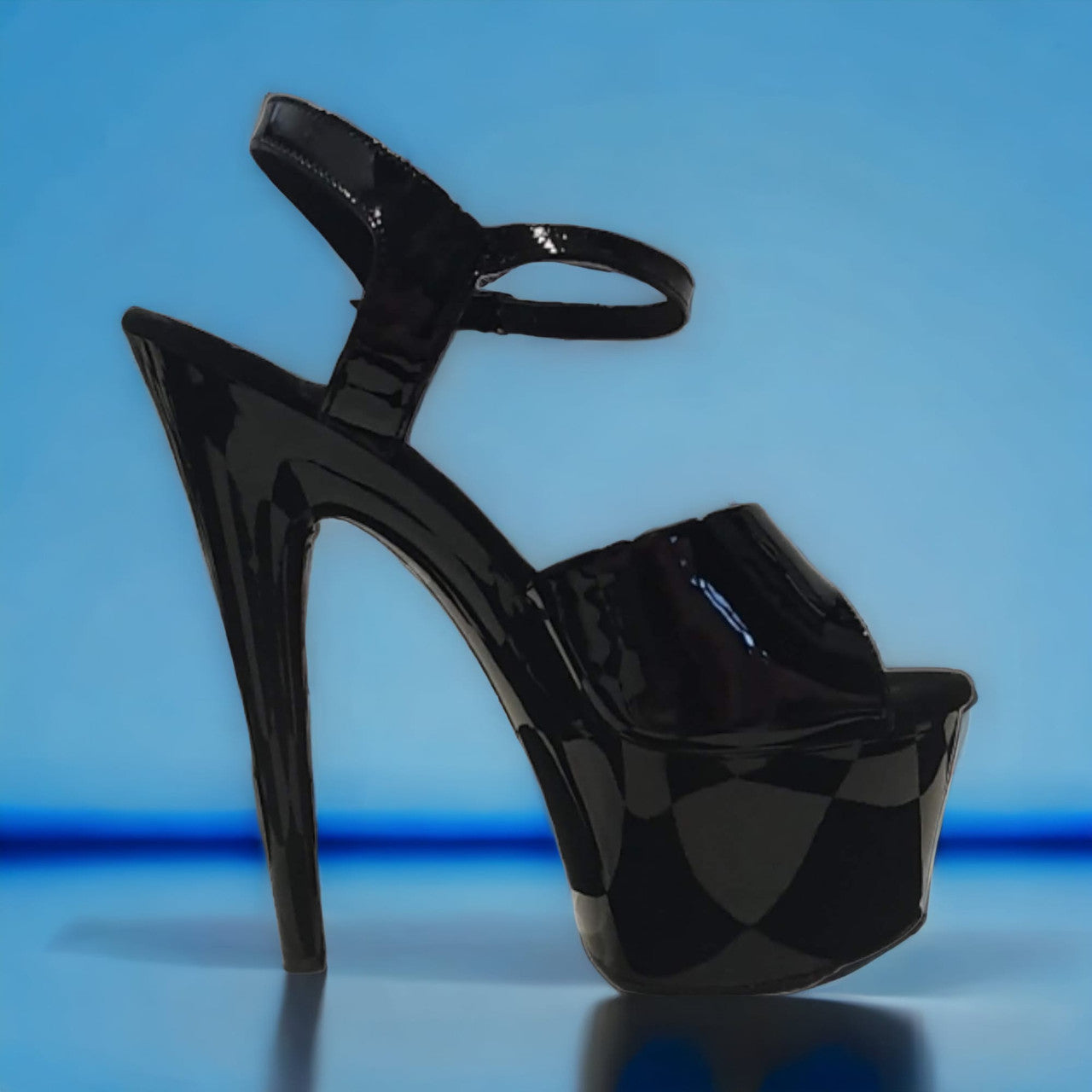 Black Patent Platform Stiletto Drag Pole Shoe