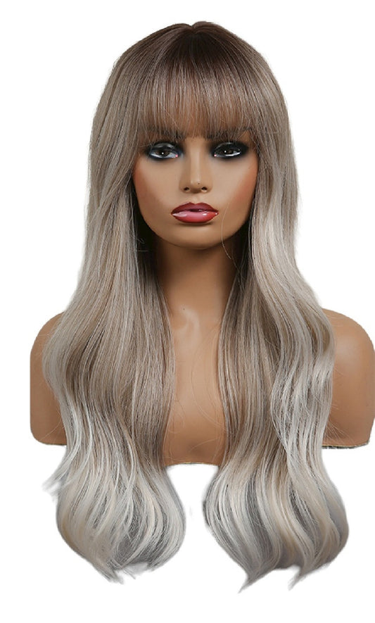 Ombre Silver Ash Blonde Wig With Fringe. Louisa