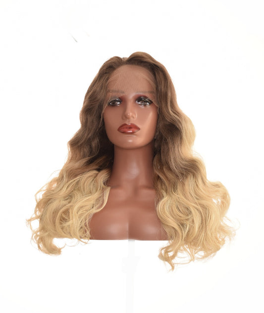 Brown to Blonde Curly Lace Front Wig. Kleo