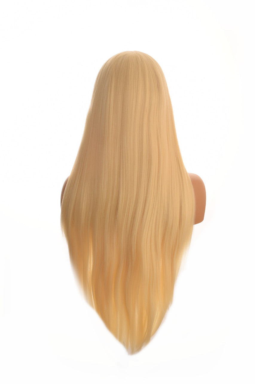 Blonde Lace Front Straight Wig With Bangs Fringe. Paris