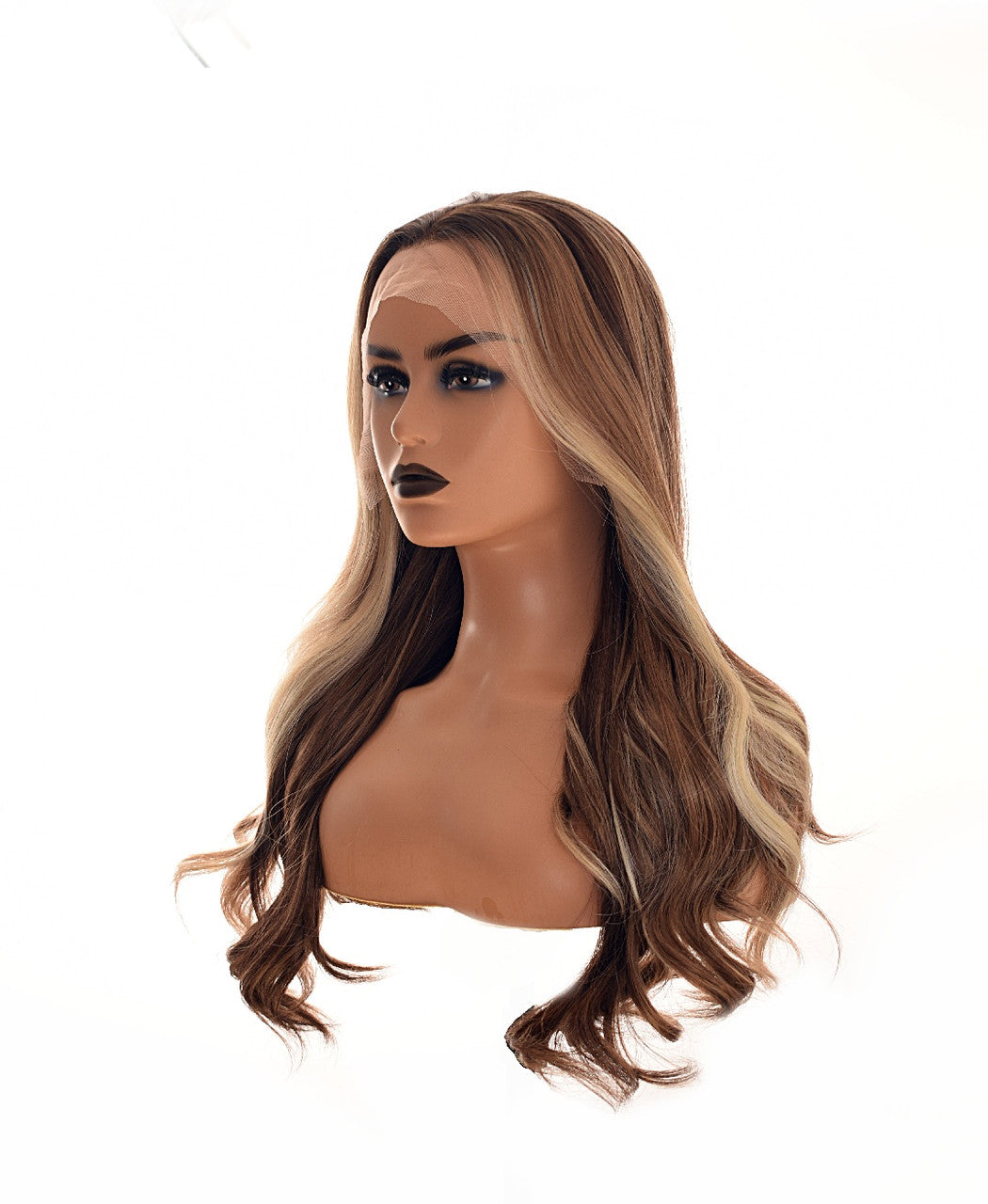 Streaked Multi Tonal Brown Blonde Lace Front Wig.