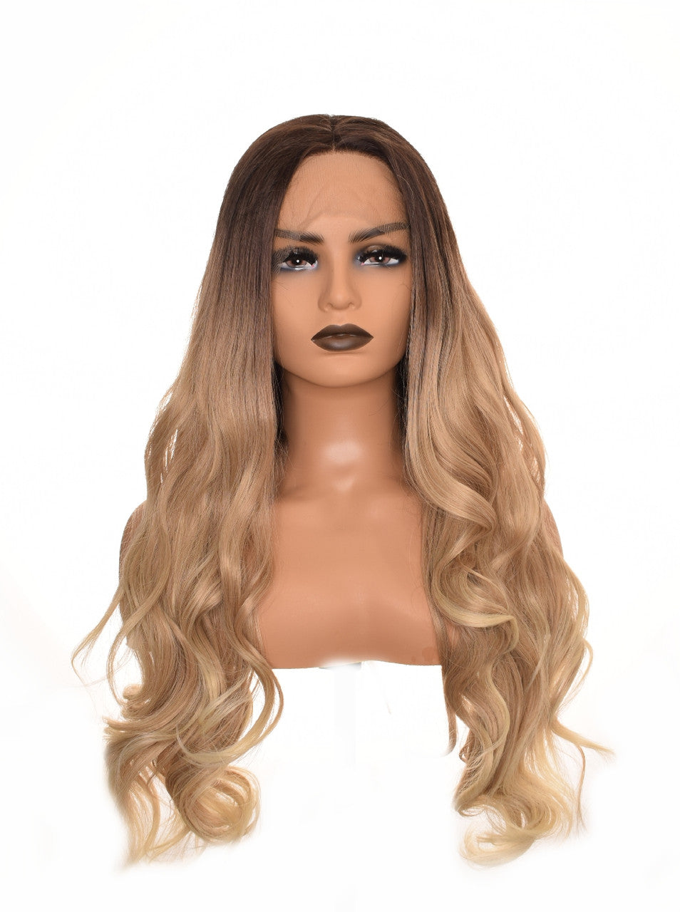 Ombre Long Wavy Brown to Blonde Lace Front Wig. Kris