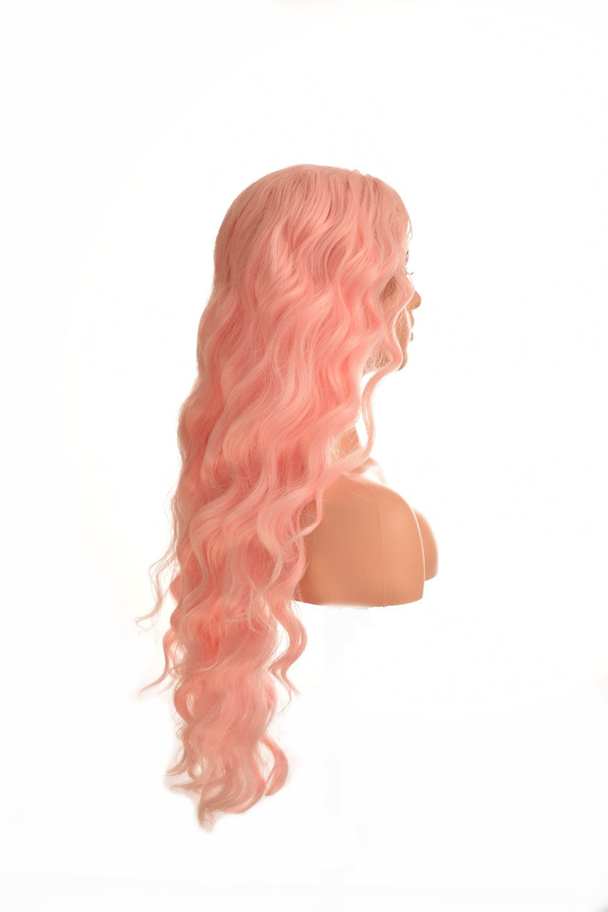 Candy Pink Long Lace Front Long Wig. Domino